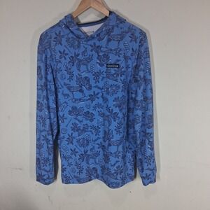Good Good Golf Mens‎ Blue Floral Animal Performance Hoodie Medium Stretch